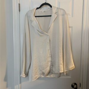 Wilfred Cream Satin Long-Sleeve Blouse